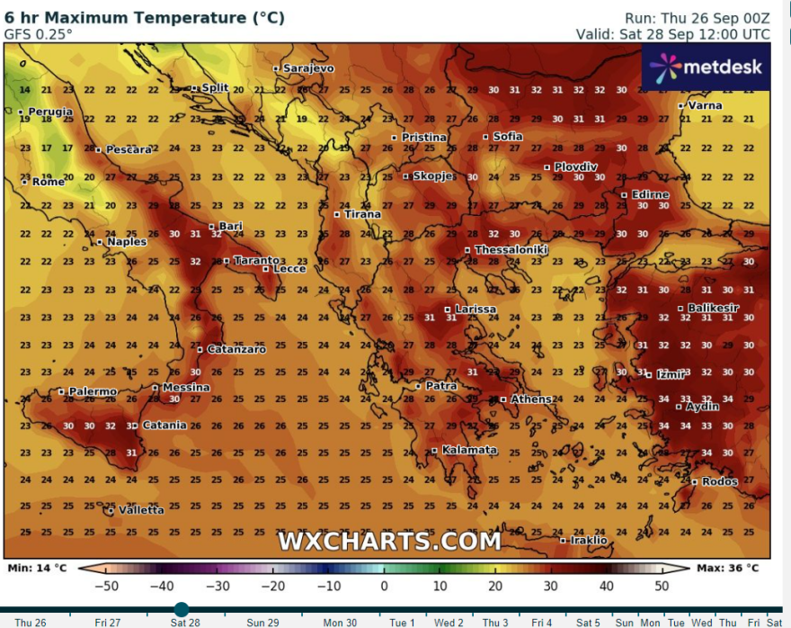 Καιρός: Καλοκαίρι μέχρι και την Κυριακή - Αισθητή πτώση της θερμοκρασίας έως και 8 βαθμούς τη Δευτέρα 
