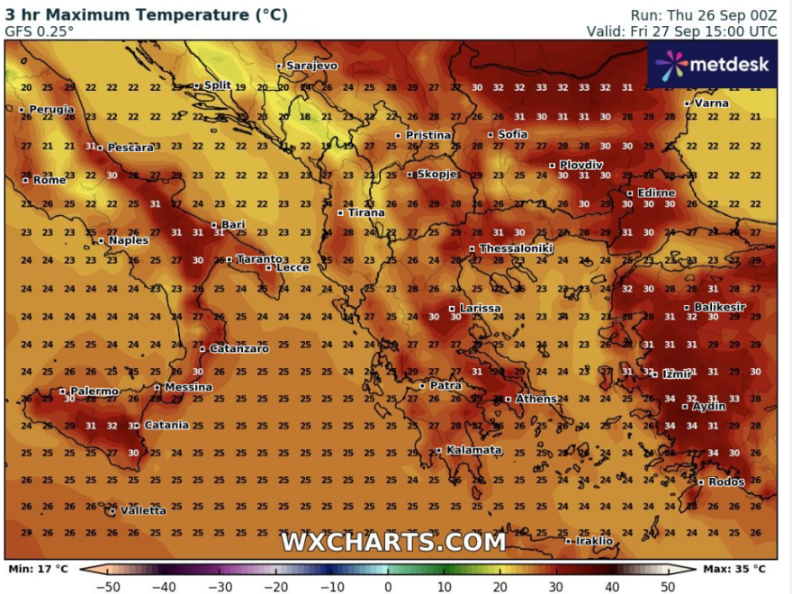 Καιρός: Καλοκαίρι μέχρι και την Κυριακή - Αισθητή πτώση της θερμοκρασίας έως και 8 βαθμούς τη Δευτέρα 