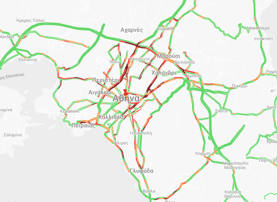 Κίνηση τώρα: Μποτιλιάρισμα σε  κεντρικούς δρόμους - Μεγάλες καθυστερήσεις και στην Αττική Οδό 