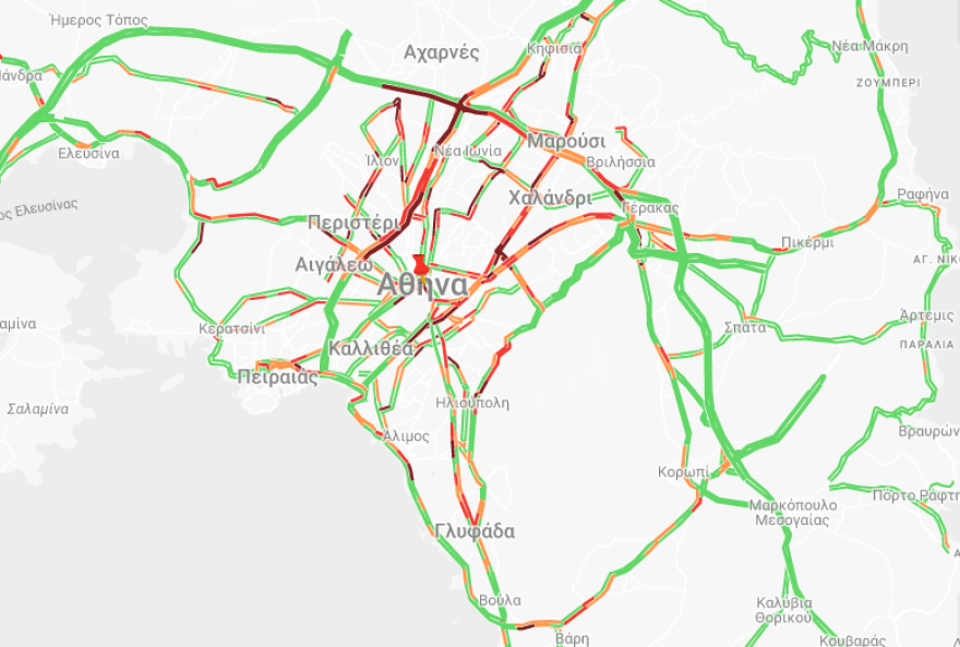 Κίνηση στους δρόμους: Πολύ αυξημένη στον Κηφισό - Καθυστερήσεις 25-30 λεπτών στην Αττική Οδό