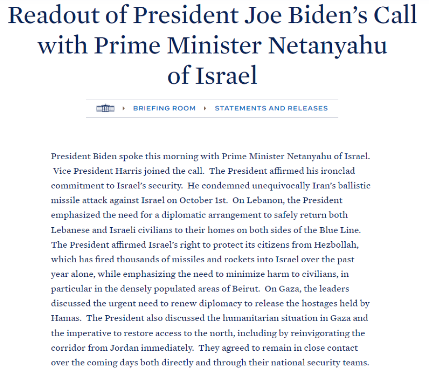 Πόλεμος στη Μέση Ανατολή: «Να μην γίνει ο Λίβανος νέα Γάζα» - Εκνευρισμός στον Λευκό Οίκο, όσο το Ισραήλ δεν αποκαλύπτει το σχέδιο επίθεσης στο Ιράν