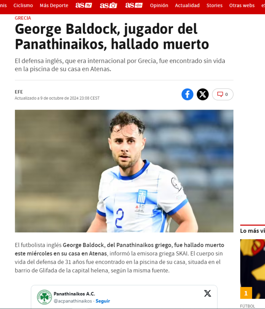 Ο κόσμος του ποδοσφαίρου αποχαιρετά τον Τζόρτζ Μπάλντοκ