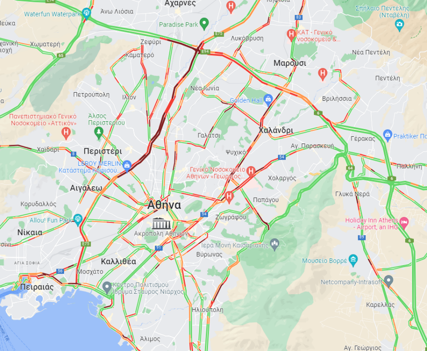 Κίνηση στους δρόμους: Μποτιλιαρισμένος ο Κηφισός - Καθυστερήσεις σε Μεσογείων και Αλεξάνδρας