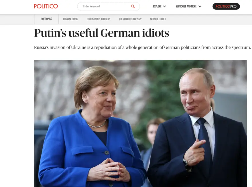 Politico για Γερμανούς πολιτικούς: Οι χρήσιμοι ηλίθιοι του Πούτιν 1