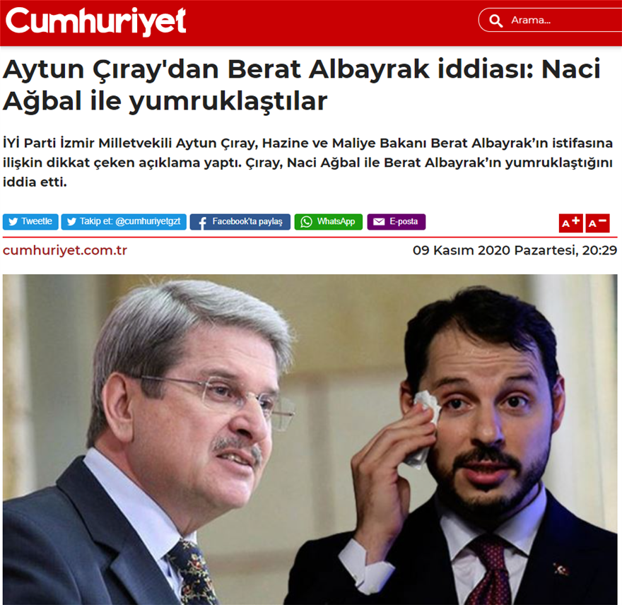 O γαμπρός του Ερντογάν «έπαιξε ξύλο» με τον νέο κεντρικό τραπεζίτη της Τουρκίας (Τζουμχουριέτ)