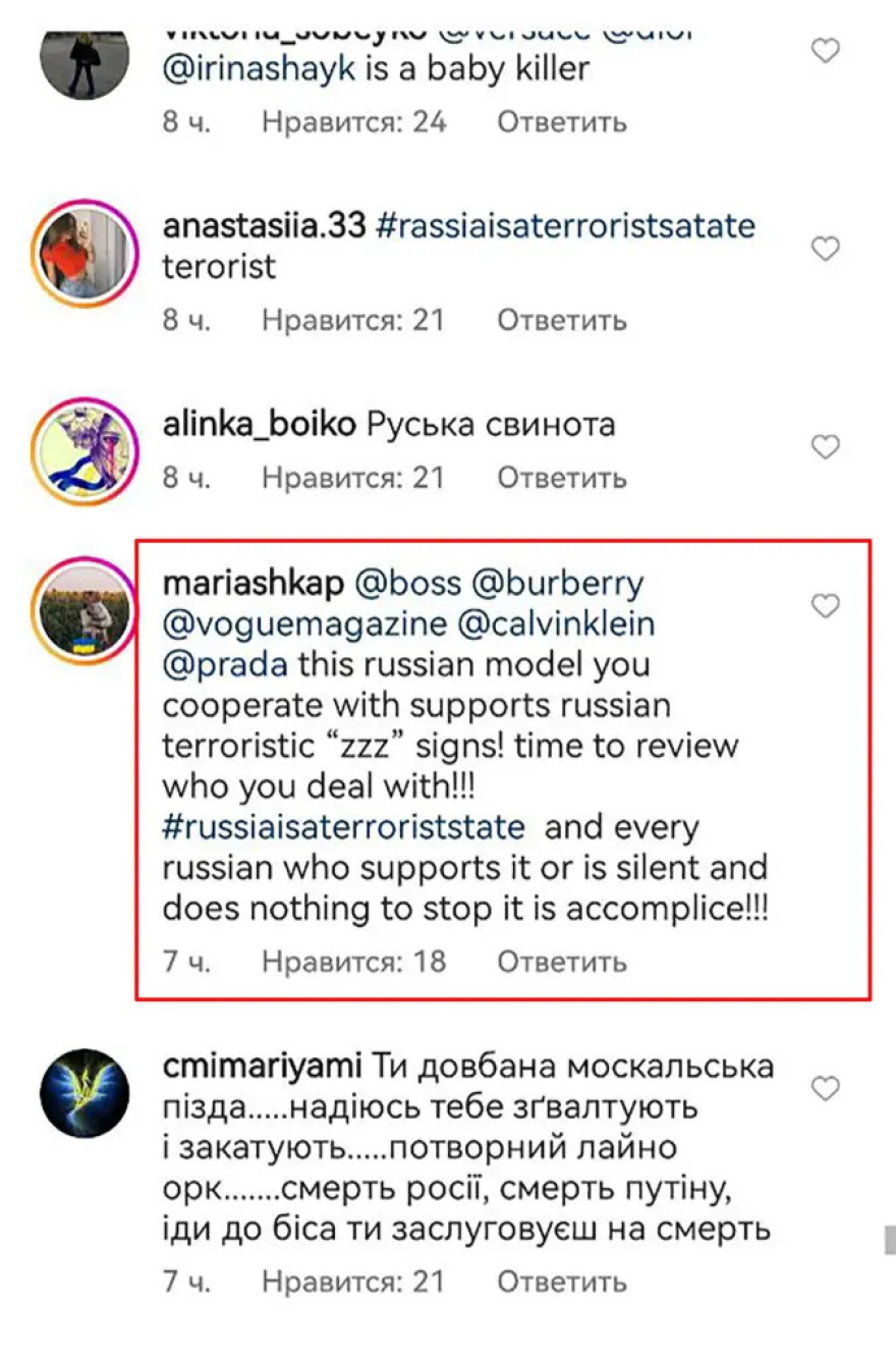 Ιρίνα Σάικ, Ιρίνα Σάικ: Κατηγορήθηκε ότι υποστήριξε τον Πούτιν με ανάρτηση στο Instagram