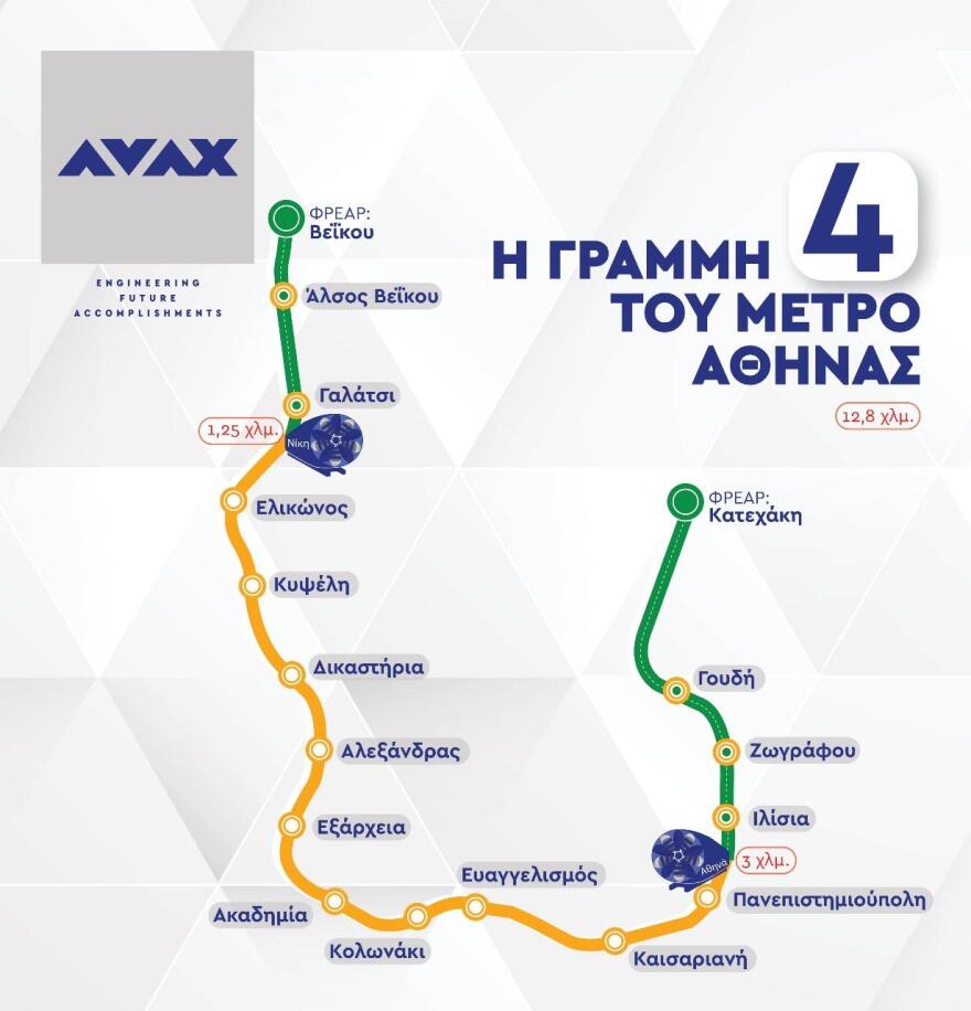 Γραμμή 4 του Μετρό της Αθήνας: Στο 60% της διαδρομής του έφτασε ο μετροπόντικας «Αθηνά» 