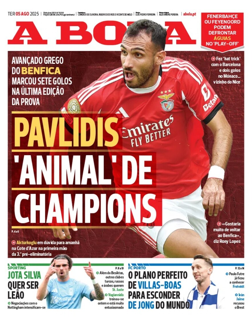 Πρωτοσέλιδο στην «A Bola» ο Παυλίδης: «Θηρίο του Champions League!»
