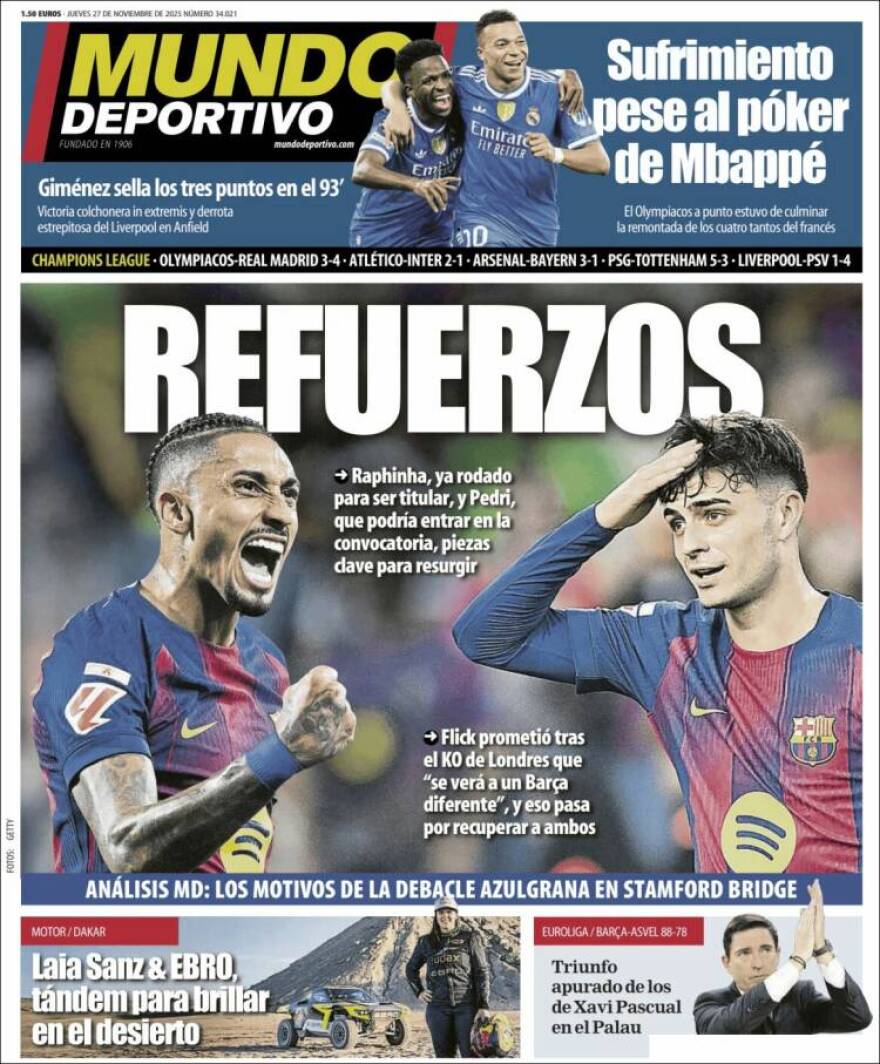 Αποθέωση για τον Ολυμπιακό στα ισπανικά Μέσα - «Η Ρεάλ υπέφερε στον Πειραιά παρά τα τέσσερα γκολ»