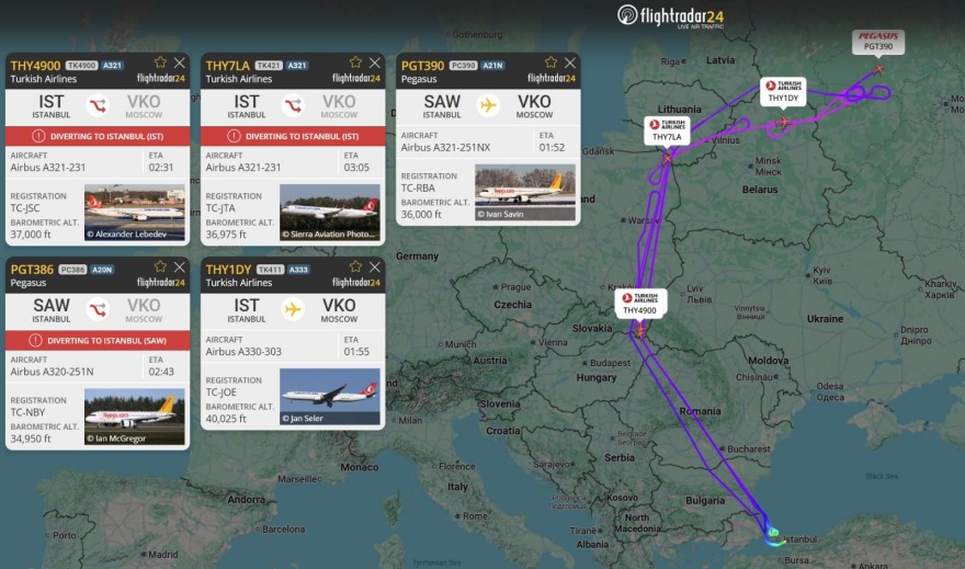 Μαζική ουκρανική επίθεση με drone κατά της Μόσχας - Αλλαγή πορείας για τις πτήσεις, δείτε εικόνα