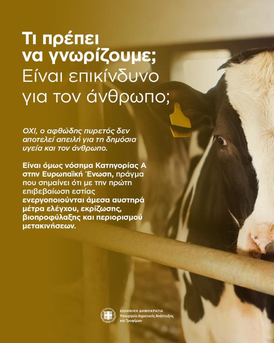 Τι είναι ο αφθώδης πυρετός, τα συμπτώματα και τα μέτρα: Ερωτήσεις και απαντήσεις από το υπουργείο Αγροτικής Ανάπτυξης