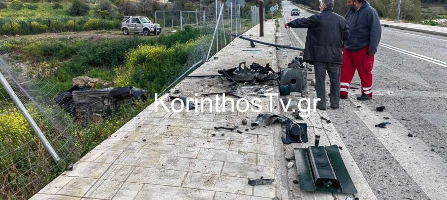 Κορινθία: Σοκαριστικό τροχαίο με δύο τραυματίες στην περιφερειακή Ισθμού - Επιδαύρου