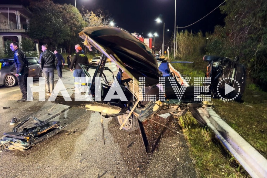 Ηλεία: Μάχη για τη ζωή του δίνει 30χρονος μετά από τροχαίο στην Πύργου - Κυπαρισσίας, το ΙΧ του κόπηκε στα δύο