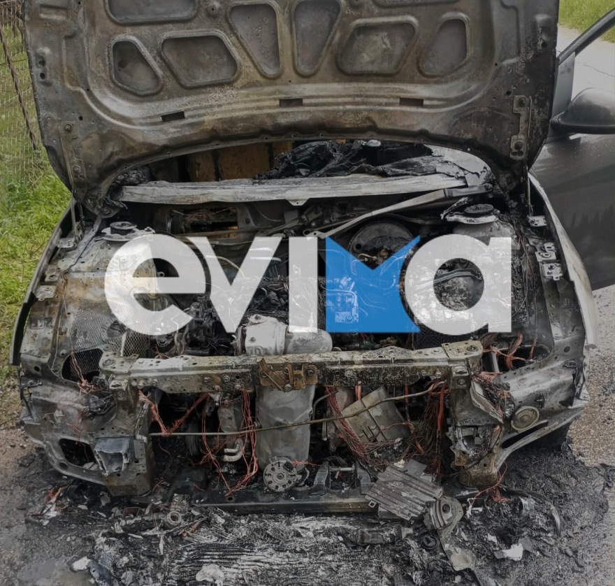 Αυτοκίνητο τυλίχθηκε στις φλόγες στην Εύβοια, δείτε φωτογραφίες