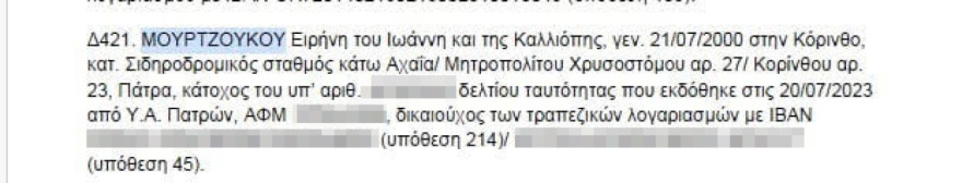 Ειρήνη Μουρτζούκου: Τι κατέθεσε η μητέρα του Παναγιωτάκη - Η συμμετοχή της 24χρονης σε συμμορία με απάτες