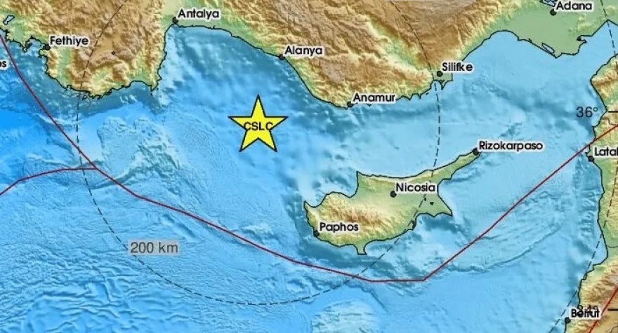 Σεισμός 4,6 Ρίχτερ μεταξύ Κύπρου και Τουρκίας