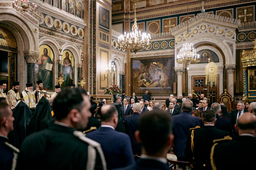 Σακελλαροπούλου, Μητσοτάκης, Ανδρουλάκης, Φάμελλος, Χαρδαλιάς, Δούκας στην δοξολογία για το νέο έτος