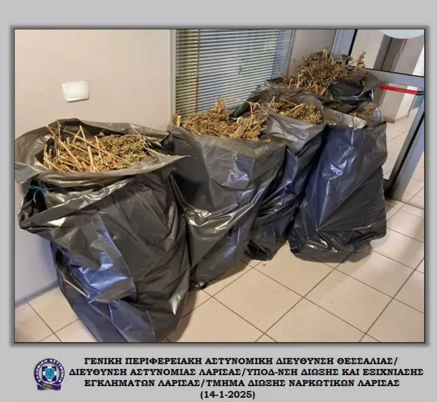 Συνελήφθη άνδρας με 37 κιλά κάνναβη στον Τύρναβο