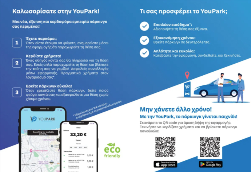 YouPark: Η νέα εφαρμογή που λύνει το πρόβλημα του παρκαρίσματος