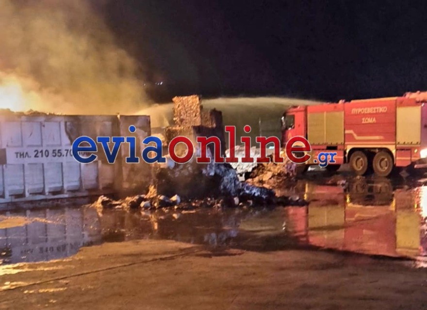 Μεγάλη φωτιά σε εργοστάσιο στη Ριτσώνα - Μήνυμα 112 στους κατοίκους, δείτε βίντεο και φωτογραφίες