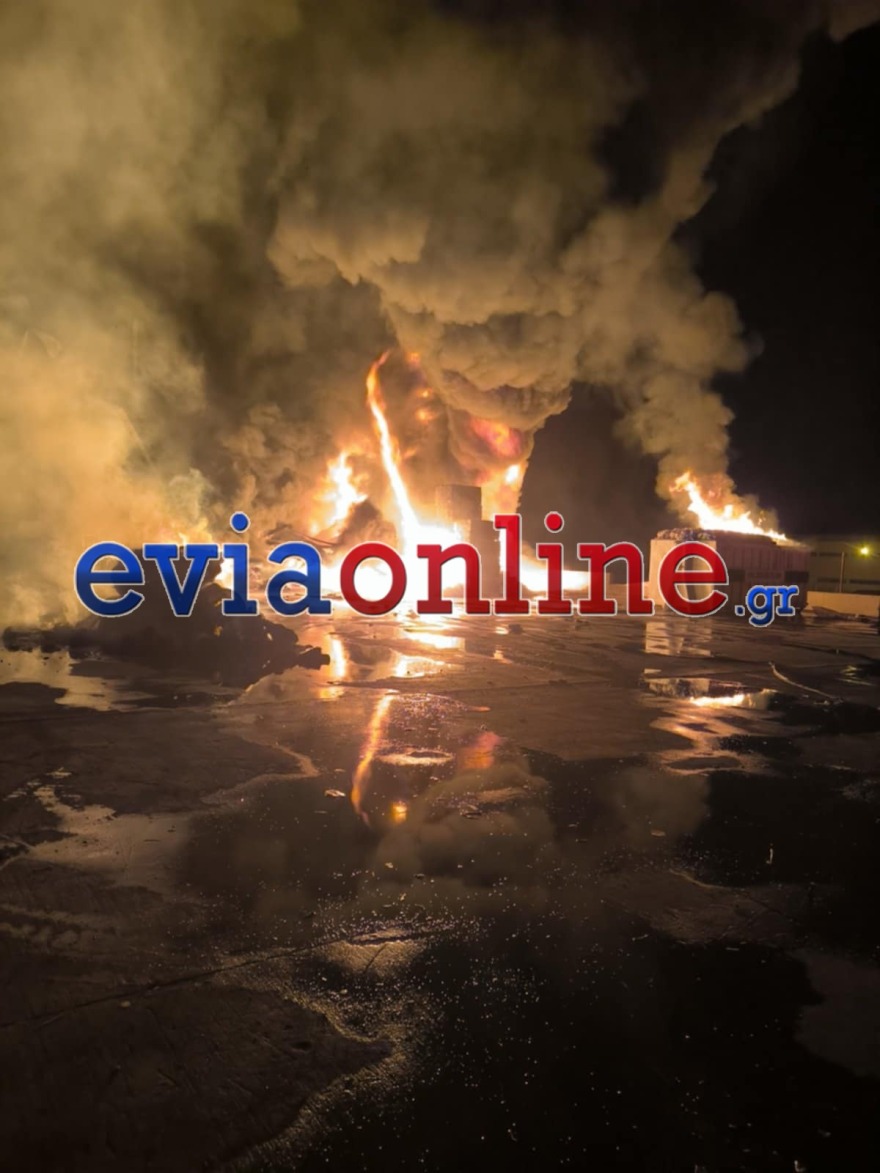 Μεγάλη φωτιά σε εργοστάσιο στη Ριτσώνα - Μήνυμα 112 στους κατοίκους, δείτε βίντεο και φωτογραφίες
