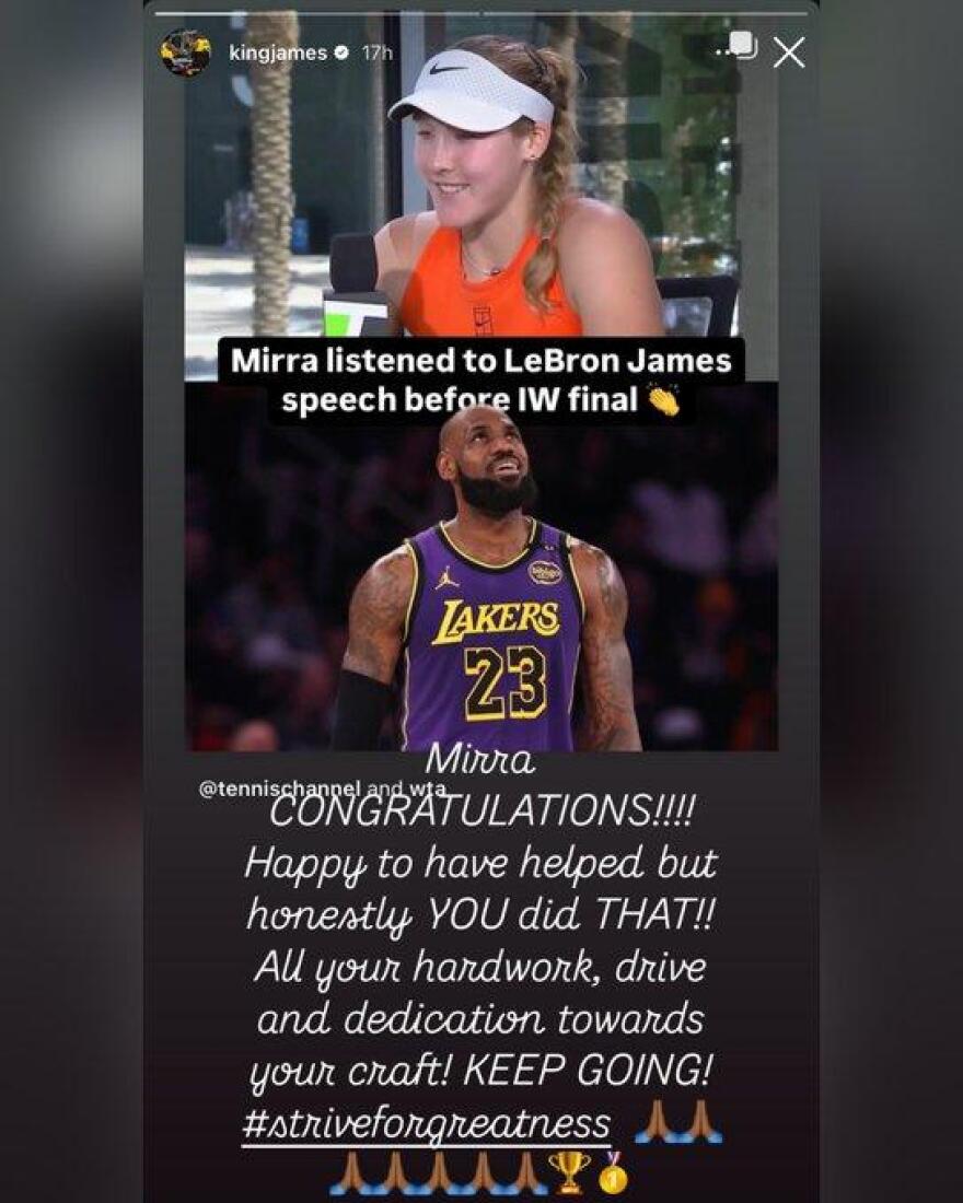 Μίρα Αντρέεβα: Εμπνέεται από τον ΛεΜπρόν Τζέιμς και λαμβάνει τα εύσημα του θρύλου του ΝΒΑ