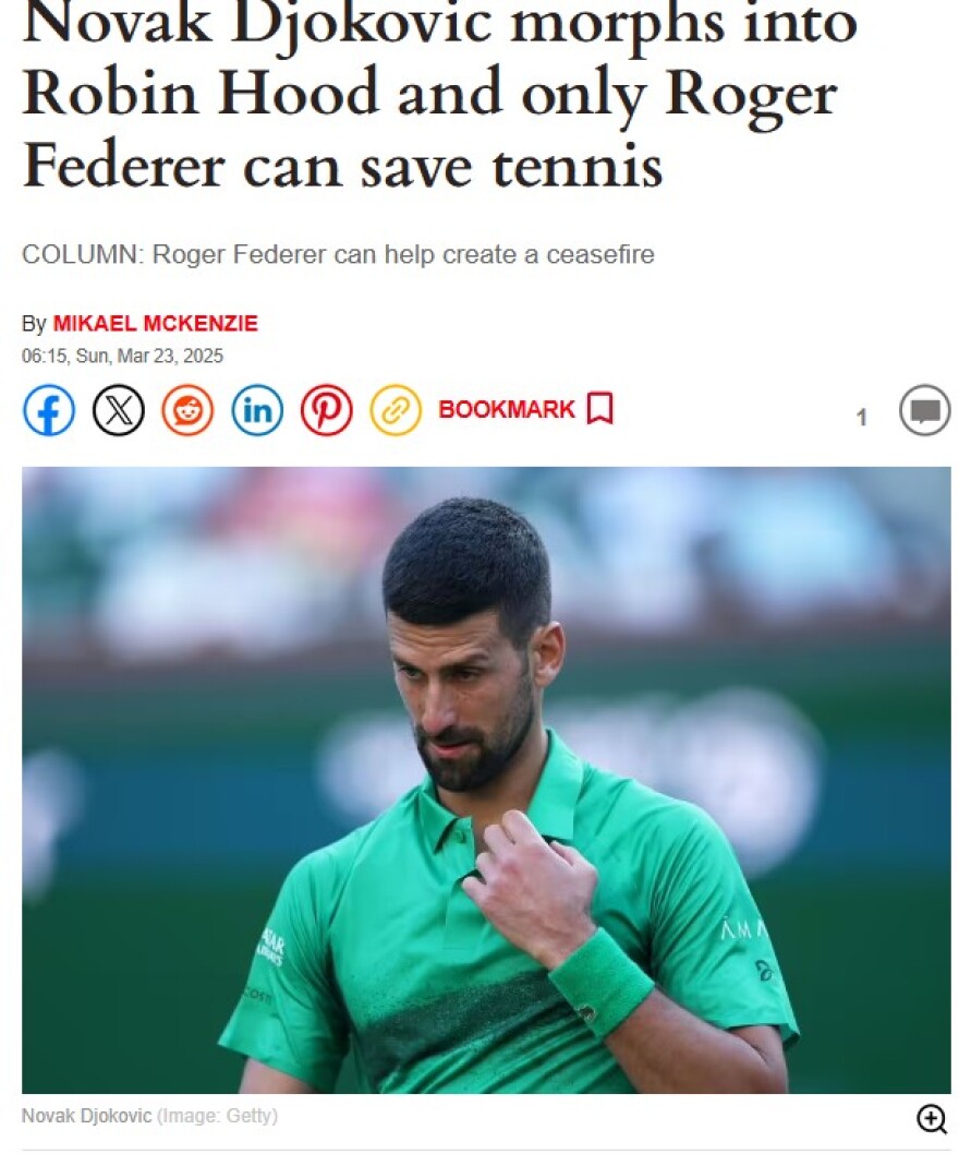 Επίθεση της βρετανικής «Express» στον Τζόκοβιτς: Το παίζει Ρομπέν των Δασών του τένις, να παρέμβει ο Φέντερερ 