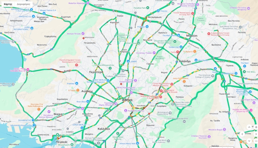  Κίνηση στους δρόμους: Μετ’ εμποδίων η κυκλοφορία στη Λεωφόρο Αθηνών προς Κόρινθο λόγω καραμπόλας