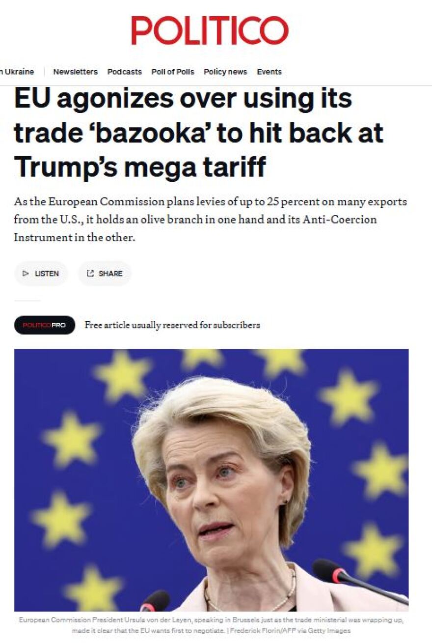Το μεγάλο παζάρι στην ΕΕ για τα αντίμετρα στους δασμούς Τραμπ: Το εμπορικό «μπαζούκα» και η λογική «καρότο και μαστίγιο»