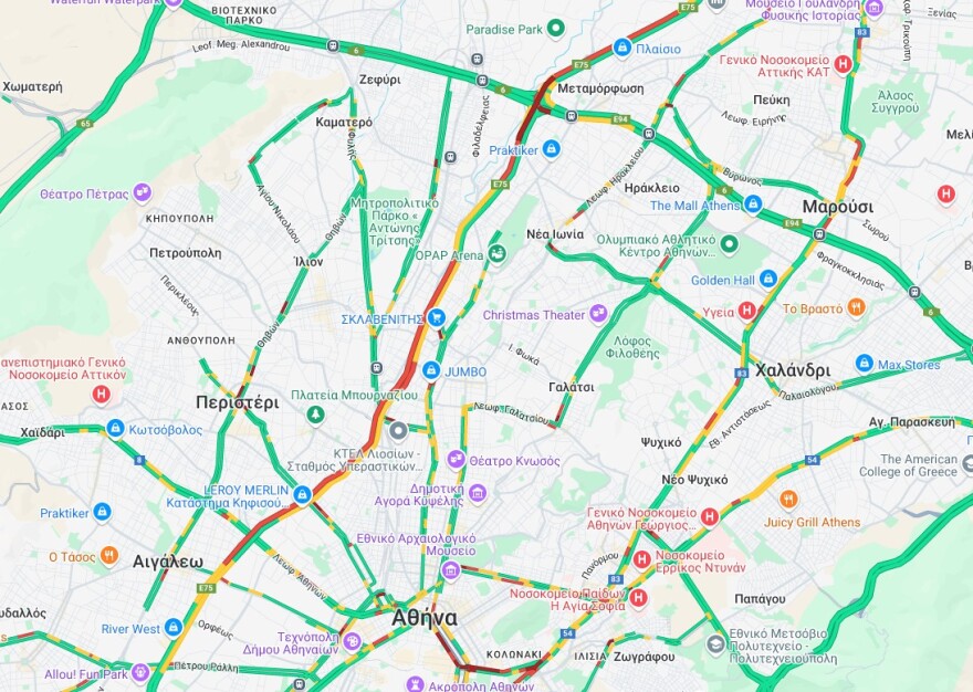 Στο κόκκινο οι δρόμοι της Αττικής: Μποτιλιάρισμα στον Κηφισό, δείτε βίντεο 