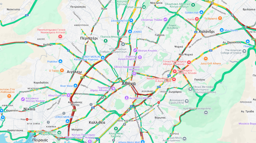 Μποτιλιάρισμα στον Κηφισό, πάνω από 30 λεπτά καθυστερήσεις στην Αττική Οδό στο ρεύμα προς Ελευσίνα - Σε εξέλιξη η έξοδος του Αγίου Πνεύματος