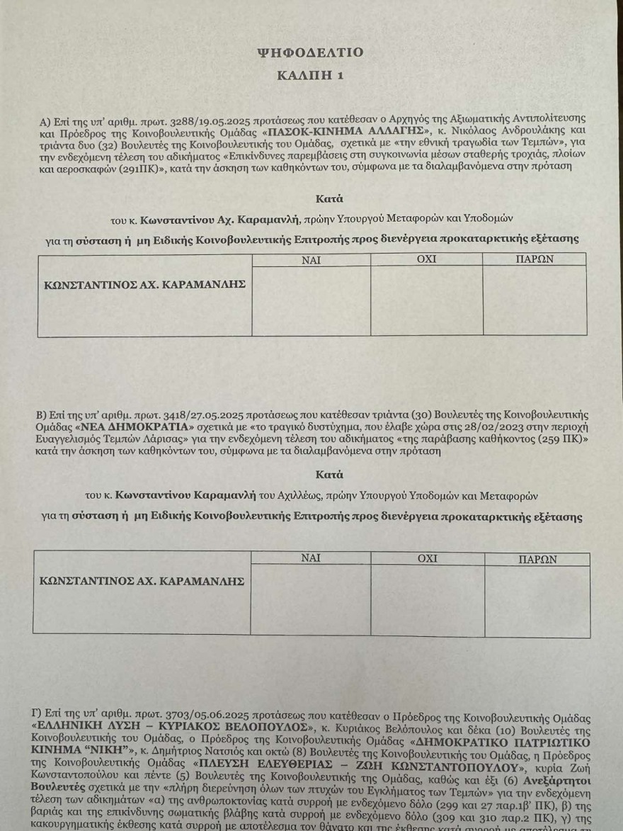 Βουλή: Προετοιμασίες για την πρωτόγνωρη ψηφοφορία για την Προανακριτική με 14 κάλπες - Πάνω από 12.000 ψηφοδέλτια