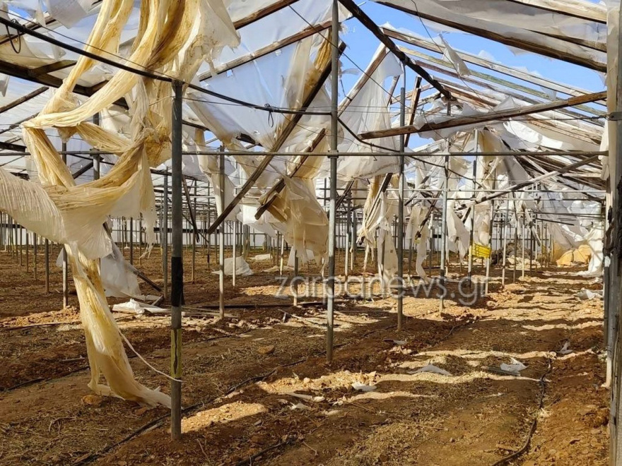 Τεράστιες καταστροφές στα θερμοκήπια από τους δυνατούς ανέμους στα Χανιά - Δείτε βίντεο και φωτογραφίες
