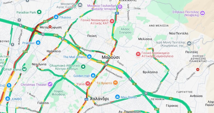 Στο κόκκινο οι δρόμοι της Αττικής - Προβλήματα σε Κηφισό και Κηφισίας, δείτε πού υπάρχει κίνηση
