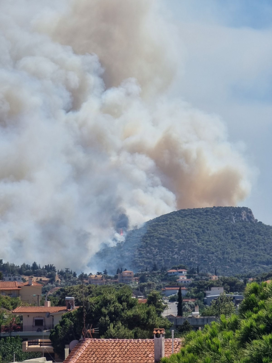 Φωτιά στη Λεωφόρο Μαραθώνος στη Ραφήνα - 112 για εκκένωση τριών οικισμών, δείτε βίντεο και φωτογραφίες