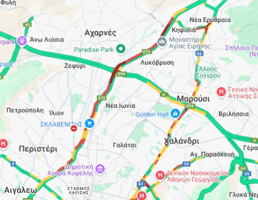 Στο κόκκινο οι δρόμοι της Αττικής - Προβλήματα σε Κηφισό και Κηφισίας, δείτε πού υπάρχει κίνηση