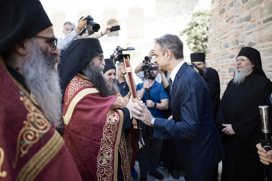 Kyriakos Mitsotakis visited the Vatopedi Monastery - Video and Pictures