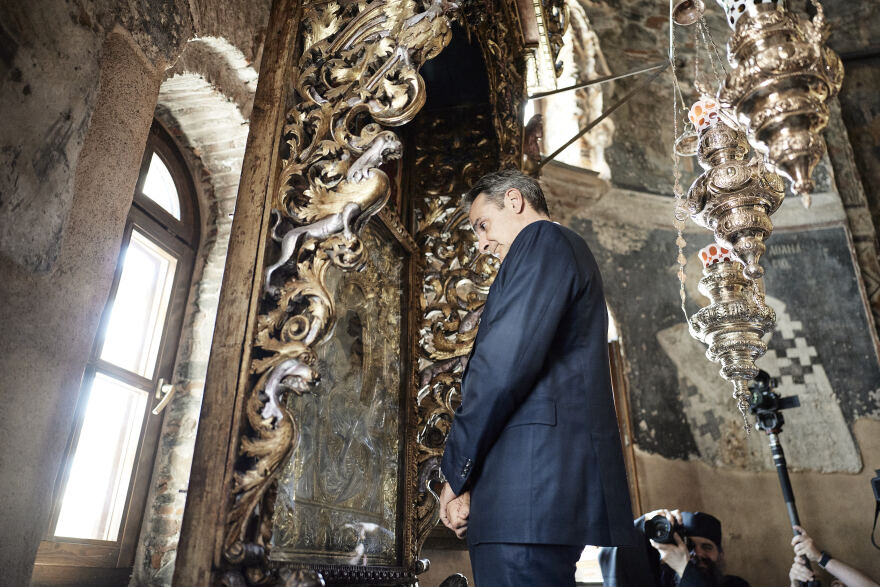 Kyriakos Mitsotakis visited the Vatopedi Monastery - Video and Pictures