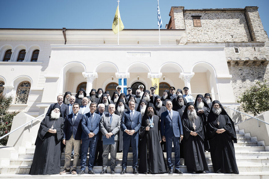 Kyriakos Mitsotakis visited the Vatopedi Monastery - Video and Pictures