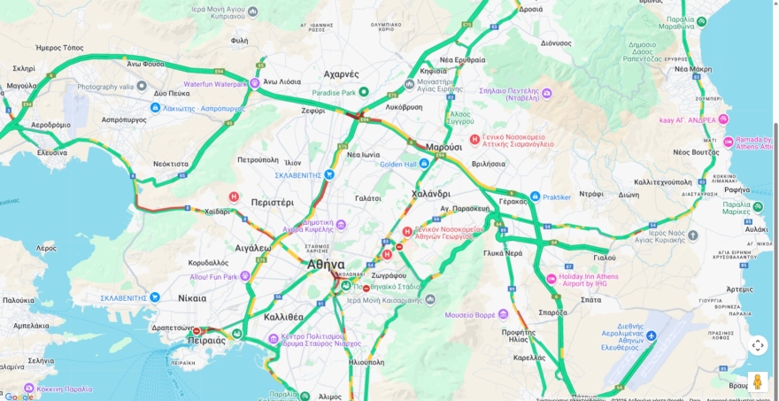 Κίνηση τώρα: Ακινητοποιημένα τα αυτοκίνητα στην Αττική Οδό στο ρεύμα προς Ελευσίνα 