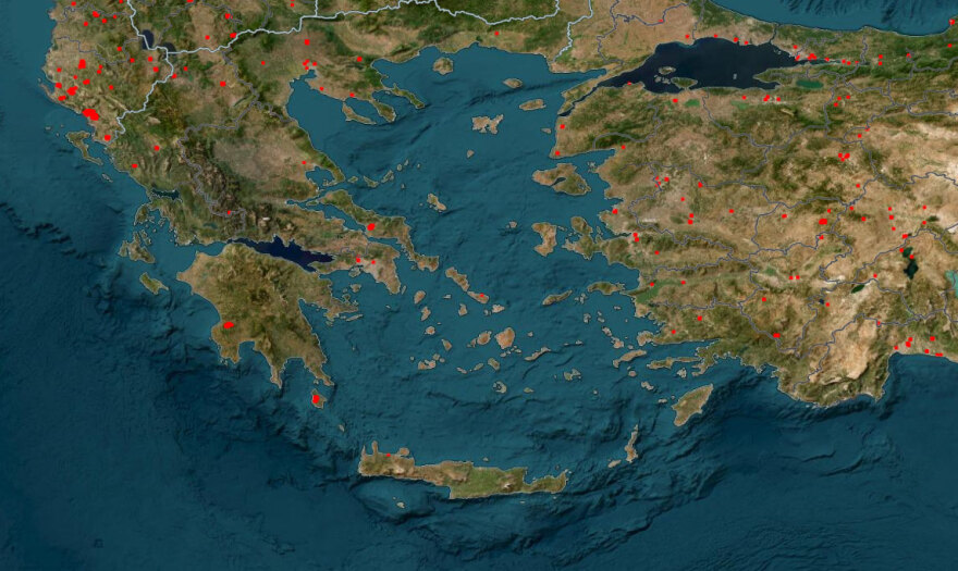 Καίγεται όλη η Μεσόγειος - Δείτε τον δορυφορικό χάρτη της NASA για τις φωτιές σε εξέλιξη