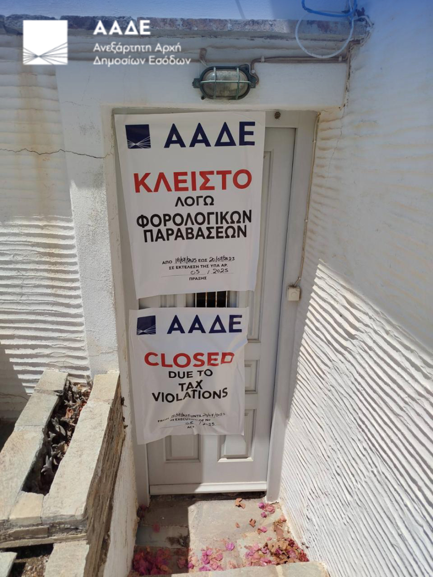 Επιχείρηση «Θέρος» από την ΑΑΔΕ - Εντοπίστηκαν 3.100 φοροφυγάδες, μπήκαν 87 λουκέτα σε όλη την Ελλάδα