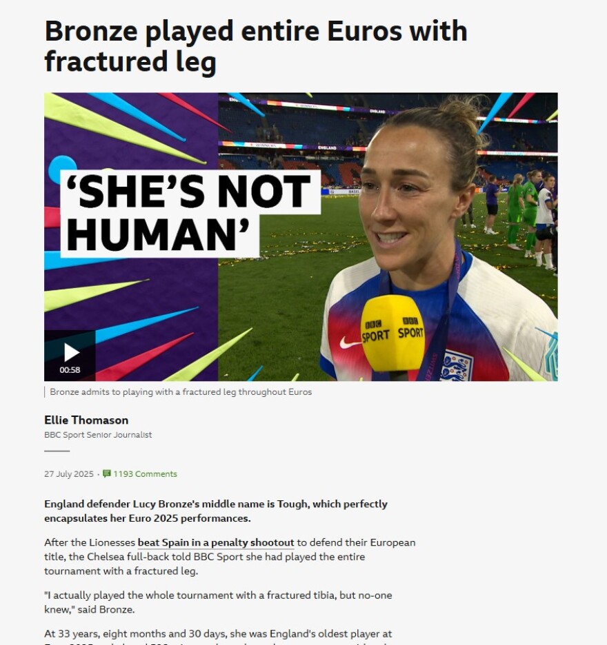 Euro 2025 γυναικών: Η Λούσι Μπρονζ της Αγγλίας αγωνίστηκε σε όλο το τουρνουά με κάταγμα στο πόδι