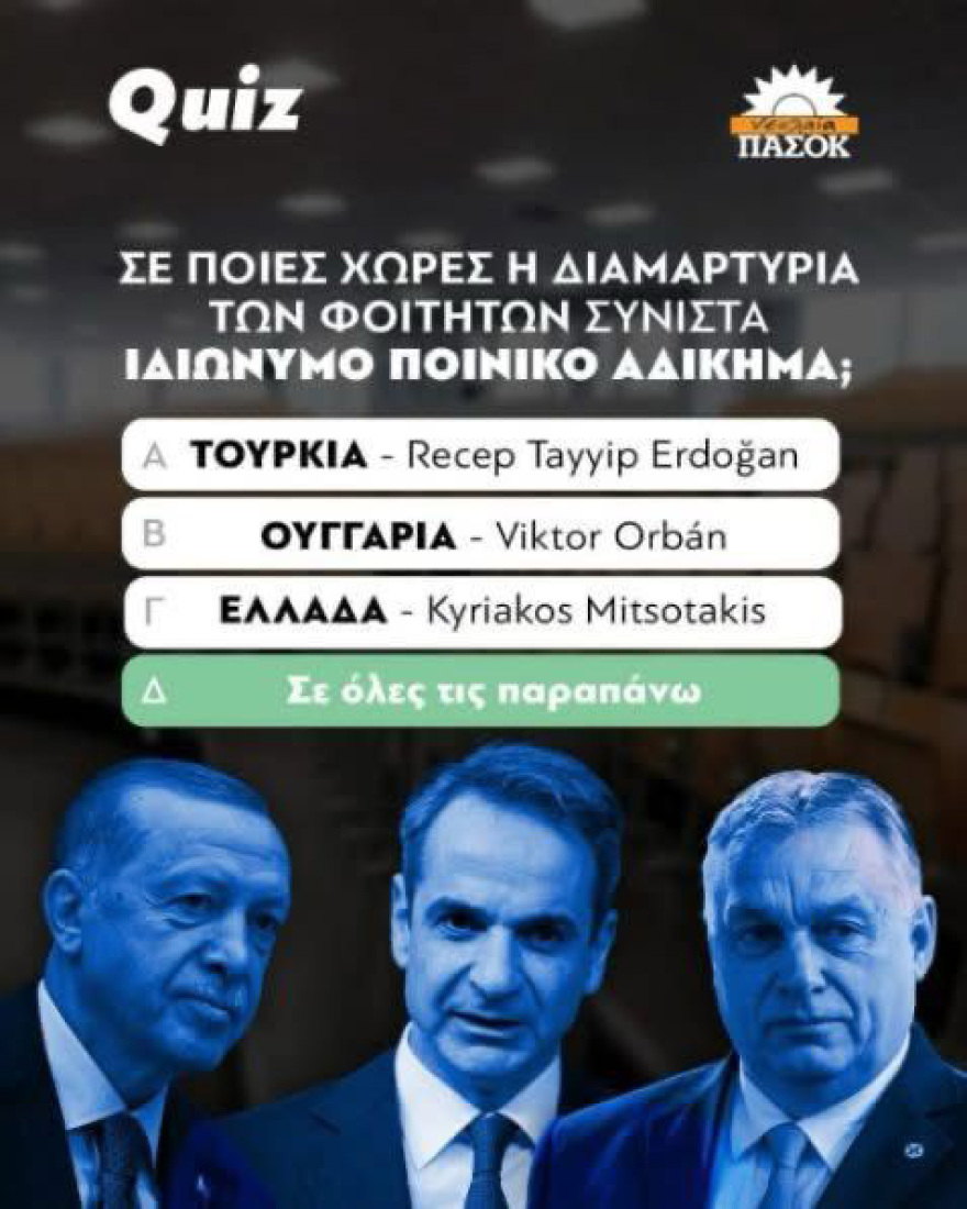 Αιχμές Σδούκου σε Ανδρουλάκη για αφίσα της Νεολαίας ΠΑΣΟΚ για την ασφάλεια στα Πανεπιστήμια
