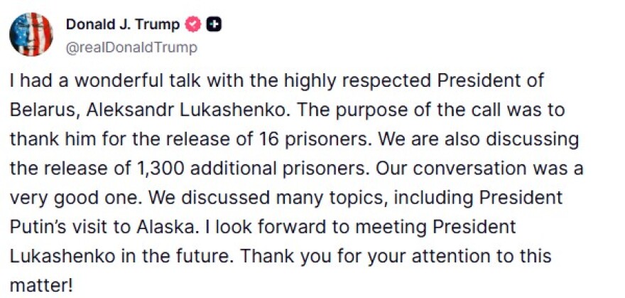 Ο Τραμπ χαρακτήρισε «αξιοσέβαστο ηγέτη» τον Λουκασένκο - Μίλησε μαζί του λίγες ώρες πριν τη συνάντηση με τον Πούτιν