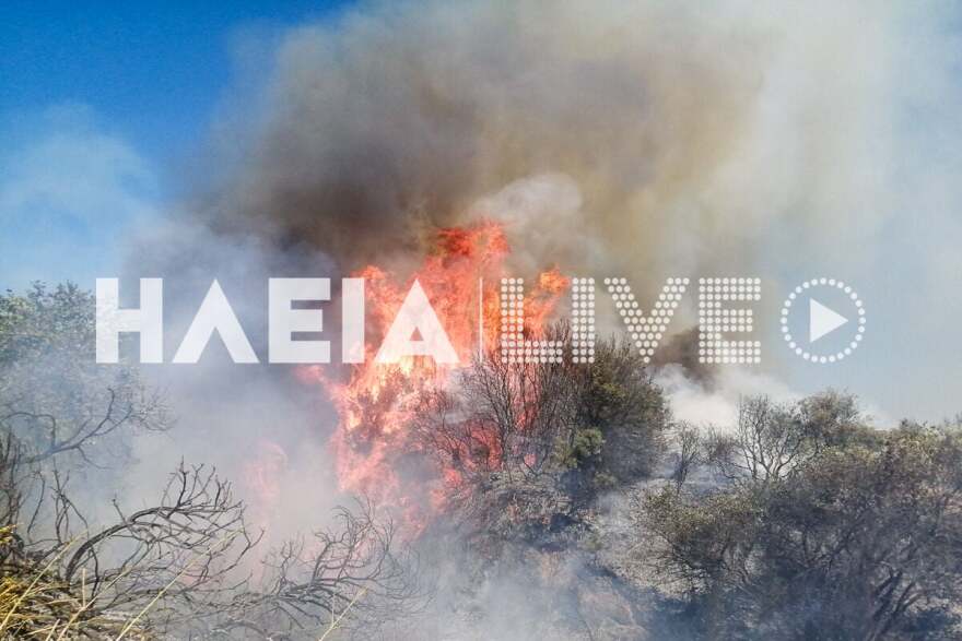 Μαίνεται η φωτιά στο Πηγάδι Ηλείας - Επιχειρούν 3 αεροσκάφη και 1 ελικόπτερο
