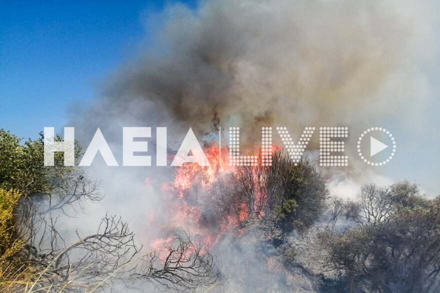 Μαίνεται η φωτιά στο Πηγάδι Ηλείας - Επιχειρούν 3 αεροσκάφη και 1 ελικόπτερο