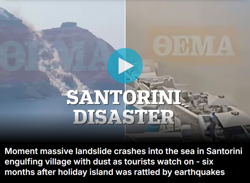 Θέμα στη Daily Mail η μεγάλη κατολίσθηση στο Ημεροβίγλι της Σαντορίνης