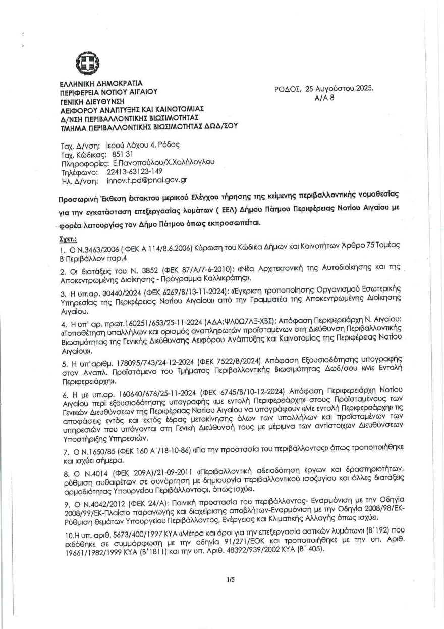 Δεν λειτουργεί τίποτα στον Βιολογικό στην Πάτμο