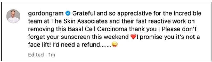 Γκόρντον Ράμσεϊ: Φωτογραφίες με ράμματα στο πρόσωπο μετά την αφαίρεση καρκινώματος στο δέρμα